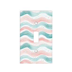 Teal & Pink Stripe Play Light Switch Cover
