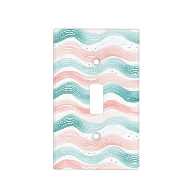 Teal & Pink Stripe Play Light Switch Cover (Front)