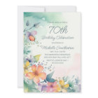 Teal Pink Yellow Pastel Flowers 70th Birthday
