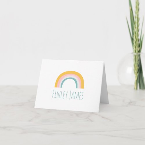 Teal Pink Yellow Rainbow Cute Simple Personalized Note Card