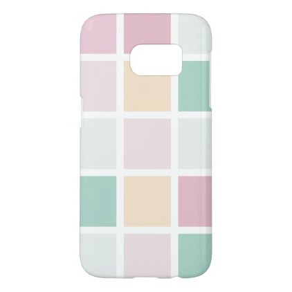 Teal Pink Yellow White Modern Square Pattern Samsung Galaxy S7 Case
