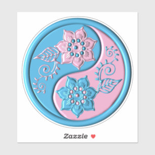Teal & Pink Yin Yang Sticker
