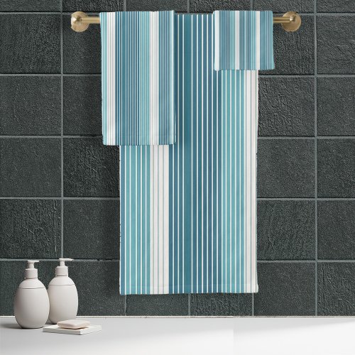 Teal Pinstripe Christmas Pattern28 ID1009 Bath Towel Set