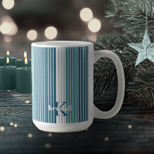 Teal Pinstripe Christmas Pattern#28 ID1009 Coffee Mug