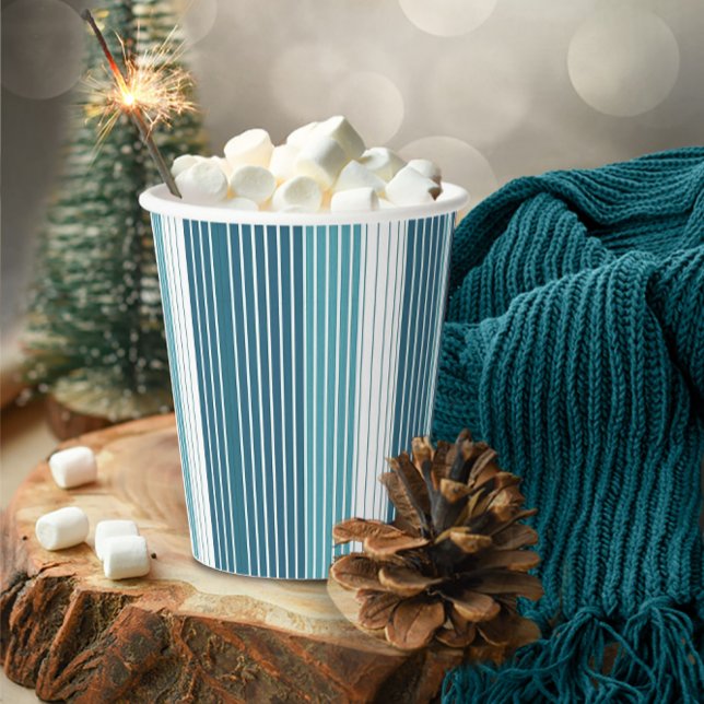 Teal Pinstripe Christmas Pattern#28 ID1009 Paper Cups (Creator Uploaded)