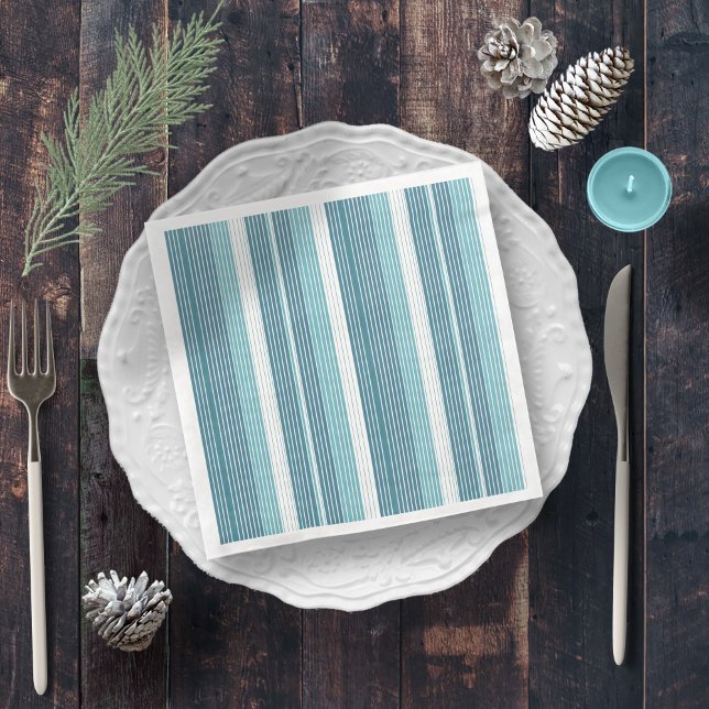 Teal Pinstripe Christmas Pattern#28 ID1009 Paper Dinner Napkins (Creator Uploaded)