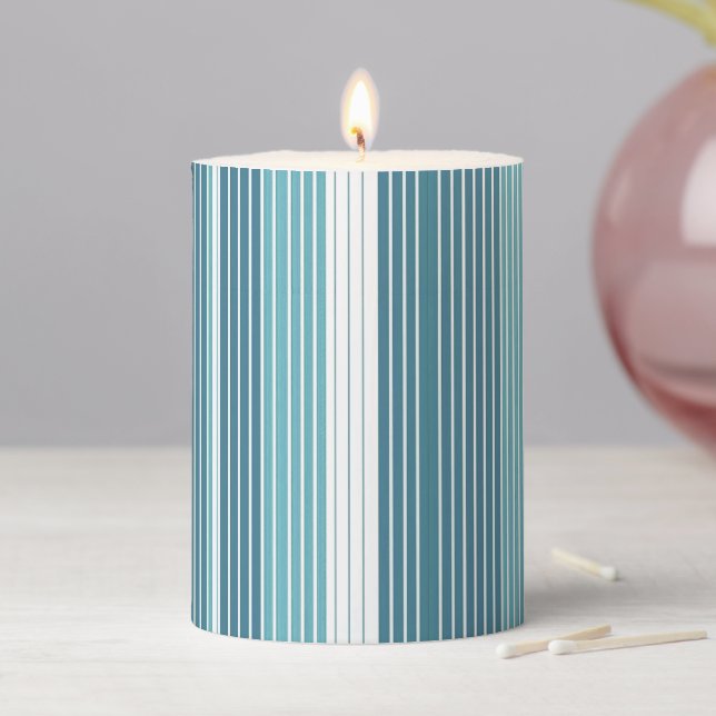 Teal Pinstripe Christmas Pattern#28 ID1009 Pillar Candle (In Situ)