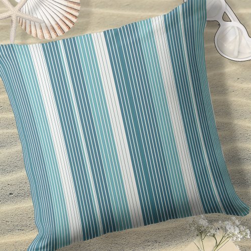 Teal Pinstripe Christmas Pattern28 ID1009 Throw Pillow