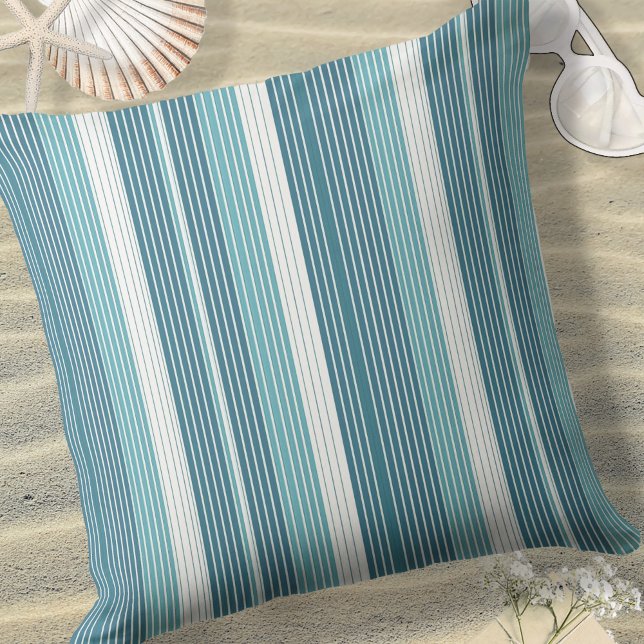 Teal Pinstripe Christmas Pattern#28 ID1009 Throw Pillow (Creator Uploaded)