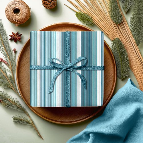 Teal Pinstripe Christmas Pattern28 ID1009 Wrapping Paper