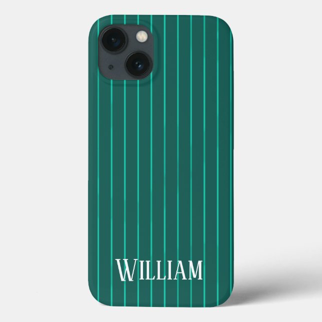 Teal pinstripes Case-Mate iPhone case (Back)
