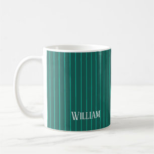 Teal pinstripes coffee mug
