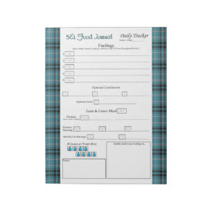 Teal Plaid 5 and 1 Food Notepad
