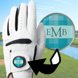 Teal Plaid Custom Monogram Initials Ladies Golf Glove