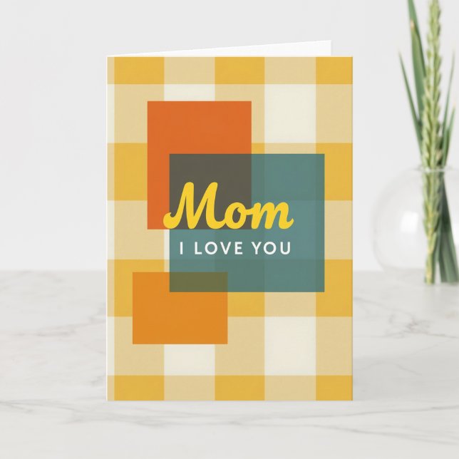 Teal Plaid Mothers Day Card (Front)