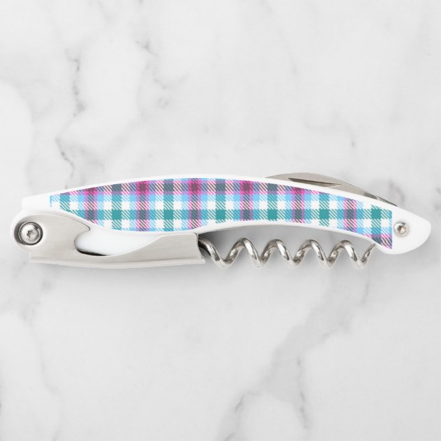 Teal plaid waiter's corkscrew (Front)