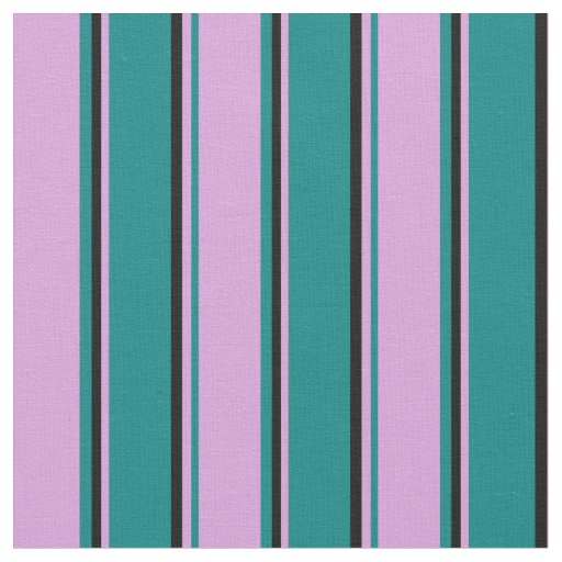 Teal, Plum & Black Lined/Striped Pattern Fabric