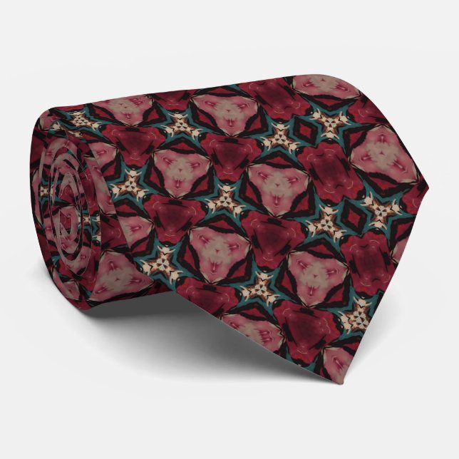 Teal Plum Dusty Rose Neck Tie (Rolled)