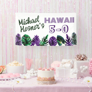 Teal, Plum Hawaii 5-0 50th Birthday Banner