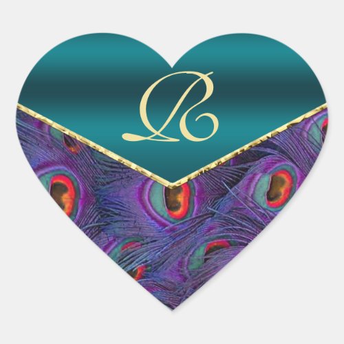 Teal Plum Peacock Monogram Envelope Seal