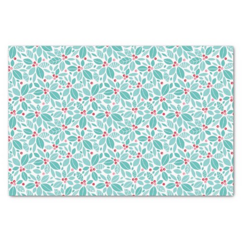 Teal Poinsettia Pattern Tissue Paper