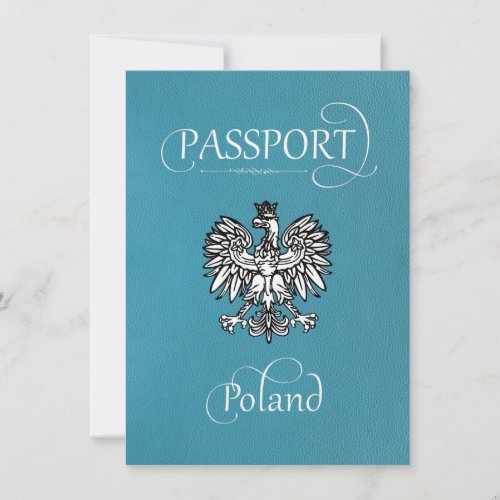 Teal Poland Passport Save the Date Card