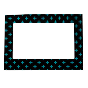 Teal polka crosses on black magnetic frame