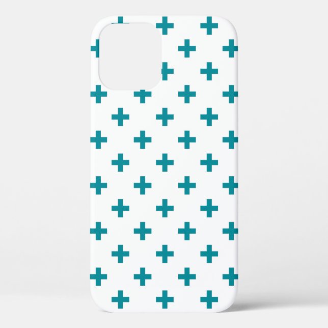 Teal polka crosses on white Case-Mate iPhone case (Back)