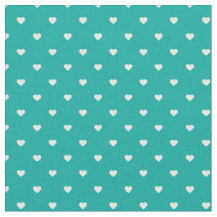 Teal Polka Dot Hearts Fabric