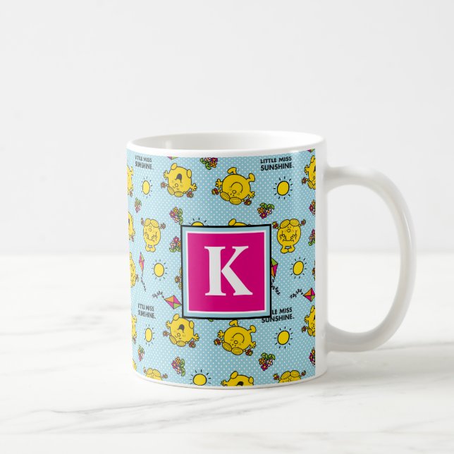 Teal Polka Dot Pattern | Monogram Coffee Mug (Right)