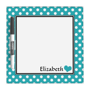 Teal Polka Dot Personalized 8" Dry-Erase Board