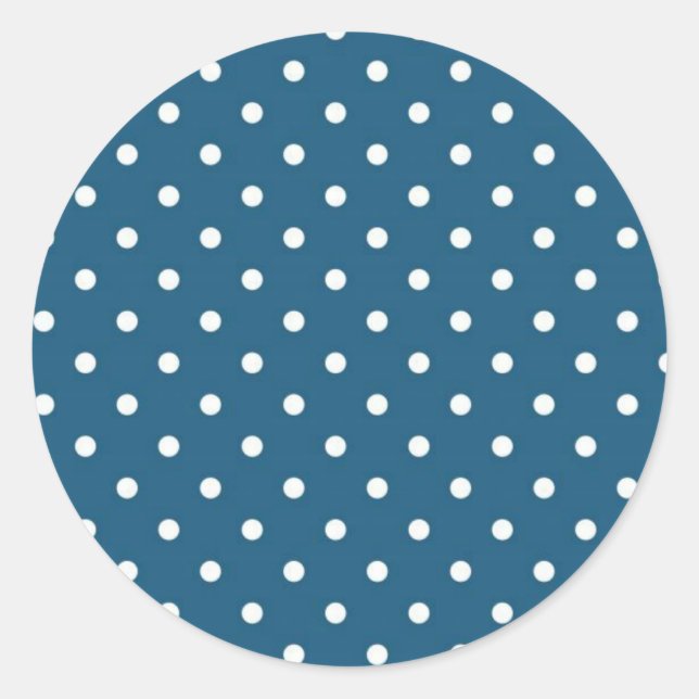 Teal Polka Dots Classic Round Sticker (Front)