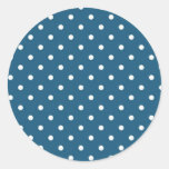 Teal Polka Dots Classic Round Sticker