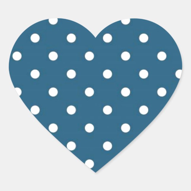Teal Polka Dots Heart Sticker (Front)