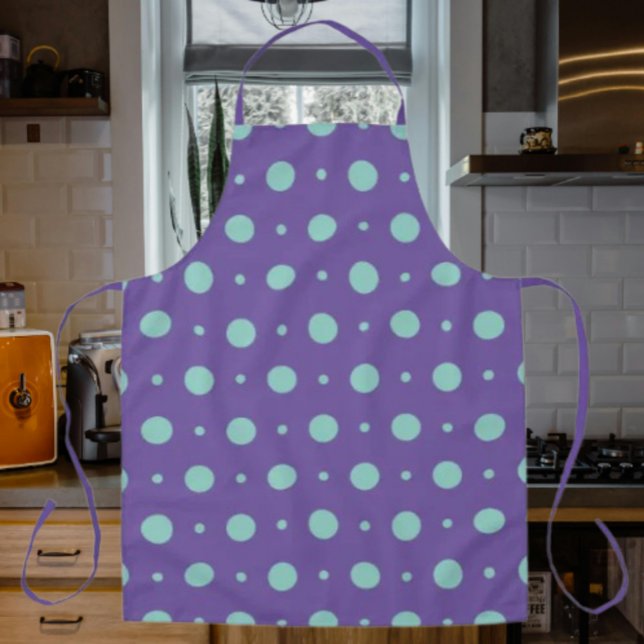 Teal Polka Dots on Purple Apron – Kitchen Fun (Creator Uploaded)
