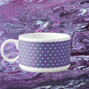 Teal Polka Dots on Purple Chili Bowl