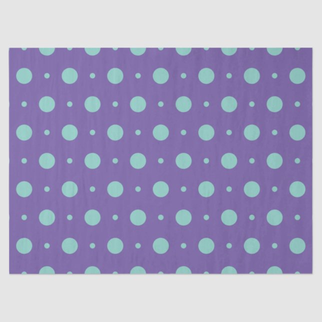 Teal Polka Dots on Purple Tissue Paper (Front)