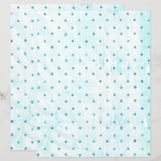 Teal Polka Dots on White Turquoise Scrapbook Paper