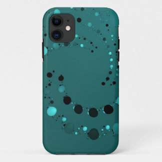 Teal polkadot swirl iPhone 11 case