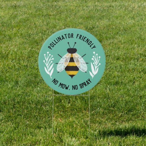 Teal Pollinator Friendly Bee and Butterfly Yard Sign