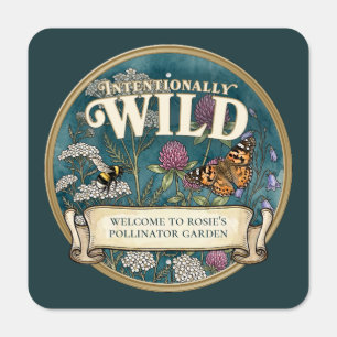 Teal Pollinator Wild Garden Custom Metal Sign