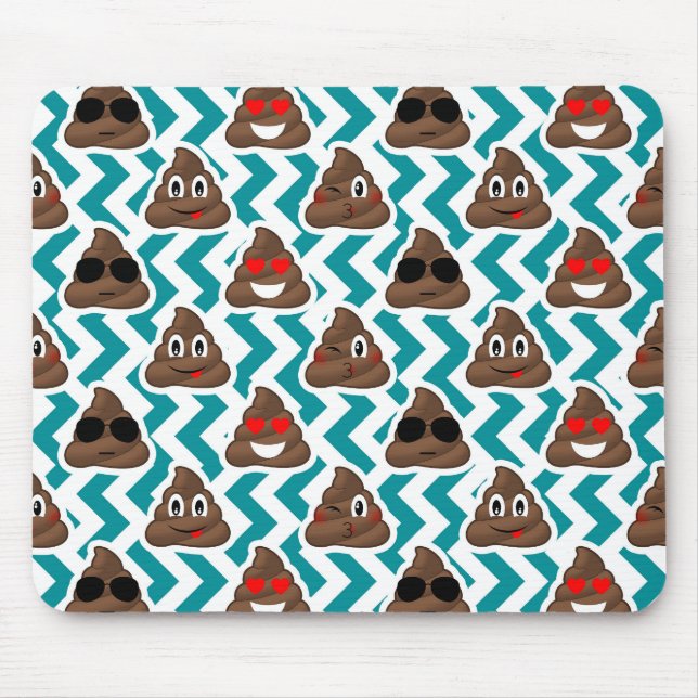 Teal Poop Emoji Pattern Mouse Pad (Front)