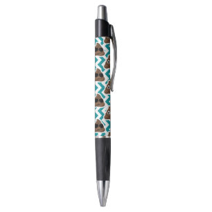 Teal Poop Emoji Pattern Pen