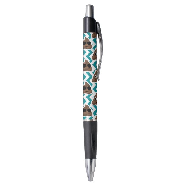 Teal Poop Emoji Pattern Pen (Bottom (Vertical))