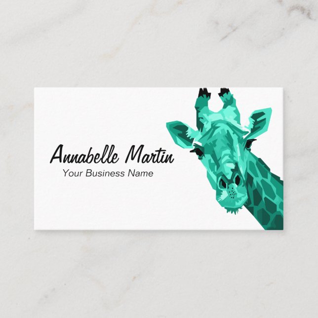 Teal Pop Art Giraffe Business Card (Front)