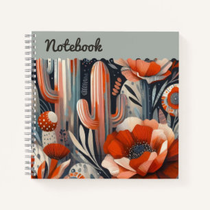 Teal Poppies & Stone Cacti – Botanical Fusion wit Notebook