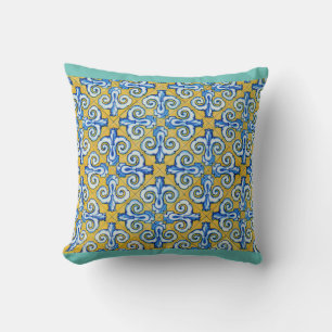 Teal Popular Pattern Print Throw Pillow