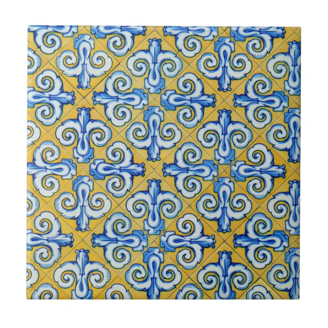 Teal Portuguese/ Spanish Ceramic Tile (Front)
