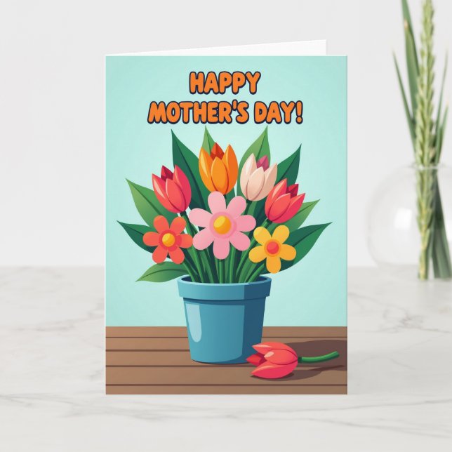 Teal Pot Mothers Day Card (Front)