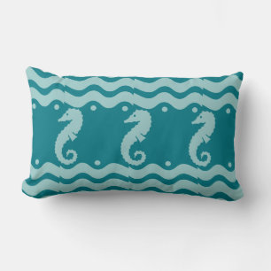 teal powder blue  SEAHORSE Lumbar Pillow